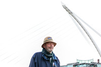 Jim Callery,founder of the National Famine Museum arrives at EPIC, the Emigration Musuem on his 90th birthday having just completed the 165km National Famine Walkway. Photo by Paul Kelly -3