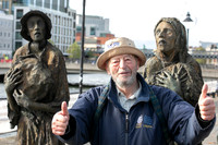 Jim Callery,founder of the National Famine Museum arrives at EPIC, the Emigration Musuem on his 90th birthday having just completed the 165km National Famine Walkway. Photo by Paul Kelly -8